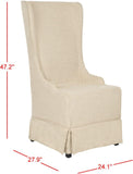 Safavieh Becall Dining Chair 20"H Linen Hemp Black Wood Water Based Paint Birch CA Foam Polyester Fiber MCR4501L 683726369080