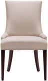 Safavieh Becca Dining Chair 19"H Linen Taupe Cherry Mahogany Wood Water Based Paint Birch CA Foam Polyester FiberSteelMCR4502A 683726310747