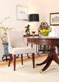 Safavieh Becca Dining Chair 19"H Linen Taupe Cherry Mahogany Wood Water Based Paint Birch CA Foam Polyester FiberSteelMCR4502A 683726310747