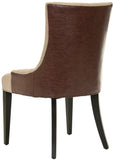 Safavieh Becca Dining Chair 19"H Fabric and Leather Antique Gold Brown Espresso Wood Birch Poly Steel Viscose Cotton Linen MCR4502F 683726380740