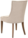 Safavieh Becca Dining Chair 19"H Linen Antique Gold Walnut Wood Oil Based Paint Oak CA Foam Polyester FiberSteelViscose Cotton MCR4502J 683726407843