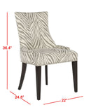 Safavieh Becca Dining Chair 19"H Zebra Grey Espresso Wood Water Based Paint Birch CA Foam Polyester FiberSteelCotton Linen MCR4502N 683726522867