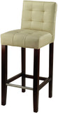 Safavieh Thompson Bar Stool Cream Cherry Mahogany Wood Water Based Paint Birch CA Foam Polyester FiberSteelBicast Leather MCR4505A 683726510031