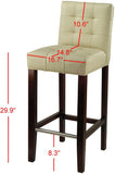 Safavieh Thompson Bar Stool Cream Cherry Mahogany Wood Water Based Paint Birch CA Foam Polyester FiberSteelBicast Leather MCR4505A 683726510031