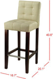 Safavieh Thompson Bar Stool Cream Cherry Mahogany Wood Water Based Paint Birch CA Foam Polyester FiberSteelBicast Leather MCR4505A 683726510031