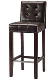 Safavieh Thompson Bar Stool Brown Cherry Mahogany Wood Water Based Paint Birch CA Foam Polyester FiberSteelBicast Leather MCR4505B 683726696605