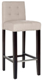 Safavieh Thompson Bar Stool Taupe Espresso Wood Water Based Paint Birch CA Foam Polyester Fiber Stainless Steel Linen MCR4505C 683726546092