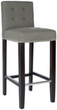 Safavieh Thompson Bar Stool Sea Mist Espresso Wood Water Based Paint Birch CA Foam Polyester Fiber Stainless Steel Linen MCR4505D 683726546108