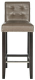 Safavieh Thompson Bar Stool Clay Espresso Wood Water Based Paint Birch CA Foam Polyester Fiber Stainless Steel Bicast Leather MCR4505E 683726133483