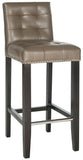 Safavieh Thompson Bar Stool Clay Espresso Wood Water Based Paint Birch CA Foam Polyester Fiber Stainless Steel Bicast Leather MCR4505E 683726133483