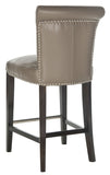 Safavieh Seth Counter Stool Clay Espresso Wood Water Based Paint Birch CA Foam Polyester Fiber Stainless Steel Bicast Leather MCR4509F 683726133506