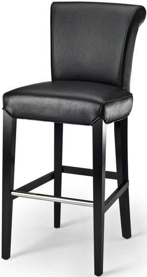 Safavieh Seth Bar Stool Black Wood Water Based Paint Birch CA Foam Polyester Fiber Stainless Steel Bicast Leather MCR4510A 683726541912