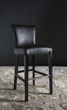 Safavieh Seth Bar Stool Black Wood Water Based Paint Birch CA Foam Polyester Fiber Stainless Steel Bicast Leather MCR4510A 683726541912