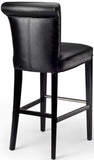 Safavieh Seth Bar Stool Black Wood Water Based Paint Birch CA Foam Polyester Fiber Stainless Steel Bicast Leather MCR4510A 683726541912