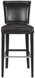 Safavieh Seth Bar Stool Brown Black Wood Water Based Paint Birch CA Foam Polyester Fiber Stainless Steel Bicast Leather MCR4510B 683726750222