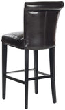 Safavieh Seth Bar Stool Brown Black Wood Water Based Paint Birch CA Foam Polyester Fiber Stainless Steel Bicast Leather MCR4510B 683726750222