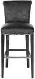 Safavieh Seth Bar Stool Black Crocodile Wood Water Based Paint Birch CA Foam Polyester Fiber Stainless Steel Bicast Leather MCR4510E 683726974796