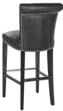 Safavieh Seth Bar Stool Black Crocodile Wood Water Based Paint Birch CA Foam Polyester Fiber Stainless Steel Bicast Leather MCR4510E 683726974796