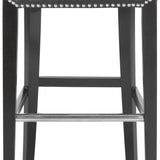 Safavieh Seth Bar Stool Black Crocodile Wood Water Based Paint Birch CA Foam Polyester Fiber Stainless Steel Bicast Leather MCR4510E 683726974796