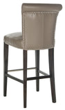 Safavieh Seth Bar Stool Clay Espresso Wood Water Based Paint Birch CA Foam Polyester Fiber Stainless Steel Bicast Leather MCR4510F 683726133513