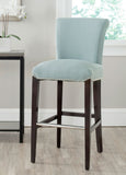 Safavieh Seth Bar Stool Sky Blue Espresso Wood Water Based Paint Birch CA Foam Polyester Fiber Stainless Steel Cotton Linen MCR4510H 683726670247