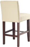 Safavieh Thompson Counter Stool 23.9" Leather Cream Cherry Mahogany Wood Water Based Paint Birch CA Foam Polyester Fiber Steel MCR4511A 683726541929