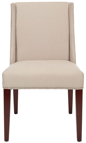 Safavieh - Set of 2 - Rachel 21''H Arm Chair Nail Head Taupe Cherry Mahogany Wood Water Paint Birch Poly Fiber Steel Linen MCR4535A-SET2 683726983194