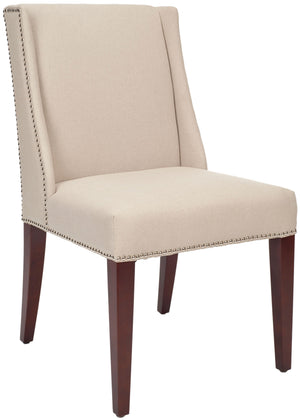 Safavieh - Set of 2 - Rachel 21''H Arm Chair Nail Head Taupe Cherry Mahogany Wood Water Paint Birch Poly Fiber Steel Linen MCR4535A-SET2 683726983194