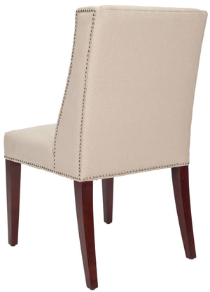 Safavieh - Set of 2 - Rachel 21''H Arm Chair Nail Head Taupe Cherry Mahogany Wood Water Paint Birch Poly Fiber Steel Linen MCR4535A-SET2 683726983194