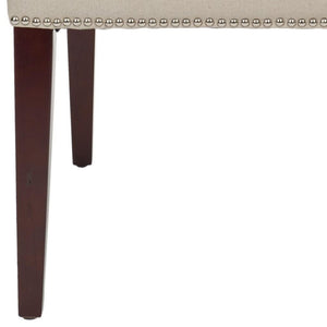 Safavieh - Set of 2 - Rachel 21''H Arm Chair Nail Head Taupe Cherry Mahogany Wood Water Paint Birch Poly Fiber Steel Linen MCR4535A-SET2 683726983194