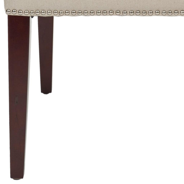 Safavieh - Set of 2 - Rachel 21''H Arm Chair Nail Head Taupe Cherry Mahogany Wood Water Paint Birch Poly Fiber Steel Linen MCR4535A-SET2 683726983194