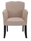 Rachel Arm Chair Nail Head Taupe Black Wood Water Based Paint Birch CA Foam Polyester Fiber Stainless Steel Linen