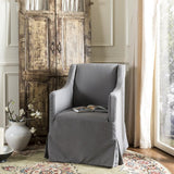 Safavieh Sandra Slipcover Chair Arctic Grey Java Wood Water Based Paint Birch CA Foam Polyester Fiber Rayon Terelyne Cotton MCR4542B 683726748298