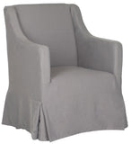 Safavieh Sandra Slipcover Chair Arctic Grey Java Wood Water Based Paint Birch CA Foam Polyester Fiber Rayon Terelyne Cotton MCR4542B 683726748298