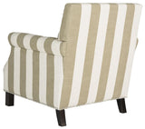Safavieh Easton Club Chair Awning Stripes Silver Nail Head Olive White Espresso Water Based Paint Birch Plywood Poly Steel Linen MCR4572K 683726780274