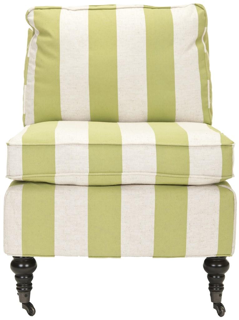 Safavieh Randy Slipper Chair Multi Stripe Espresso Wood Water Based Paint Birch CA Foam Polyester Fiber Linen MCR4584B 683726381297