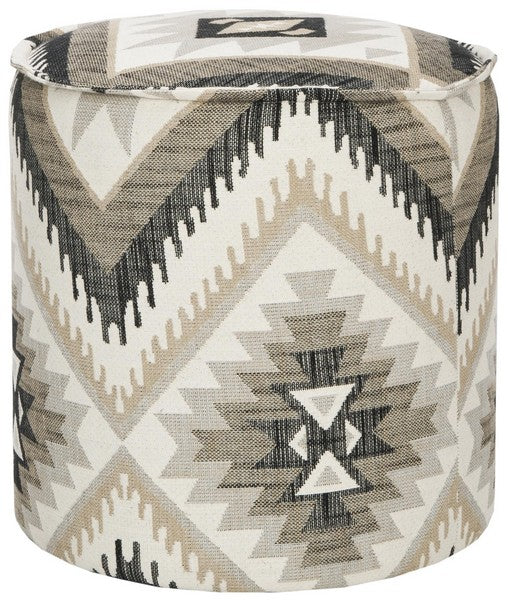 Safavieh Kumani Ottoman Mushroom Taupe Greige Plywood CA Foam Poly Fiber Viscose Polyester Linen MCR4600A 683726426578