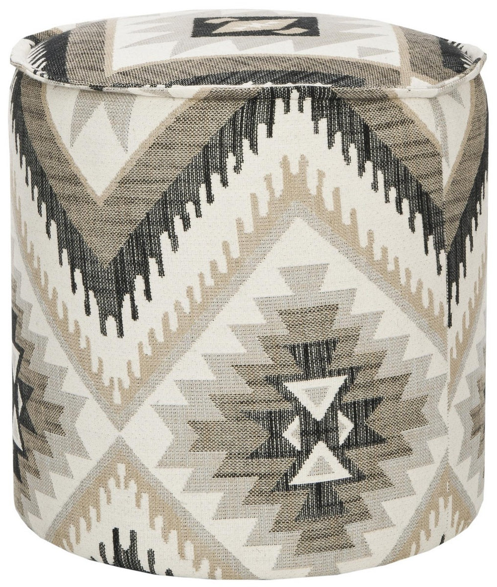 Safavieh Kumani Ottoman Mushroom Taupe Greige Plywood CA Foam Poly Fiber Viscose Polyester Linen MCR4600A 683726426578