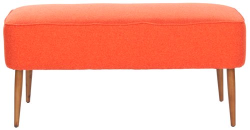 Safavieh Levi Bench Burnt Orange Natural Oak Wood Water Based Paint Birch CA Foam Poly Fiber Wool MCR4609A 683726453444