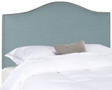 Safavieh Connie Headboard Full Sky Blue and Silver Fabric Wood Metal Plywood Polyester Linen Foam Stainless Steel MCR4619Q 683726540045