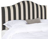Safavieh Connie Headboard Full Stripe Black and White Silver Fabric Wood Metal Plywood Polyester Linen Foam Stainless Steel MCR4619U 683726948216