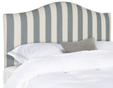 Safavieh Connie Headboard Queen Stripe Grey and White Silver Fabric Wood Metal Plywood Polyester Linen Foam Stainless Steel MCR4620W 683726948278
