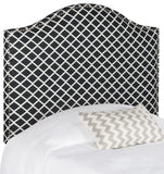 Safavieh Connie Headboard Queen Black and White Silver Fabric Wood Metal Plywood Polyester Nylon PU Foam Stainless Steel MCR4620Y 889048140509