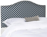 Safavieh Connie Headboard Queen Navy and White Silver Fabric Wood Metal Plywood Polyester Nylon PU Foam Stainless Steel MCR4620Z 889048140516