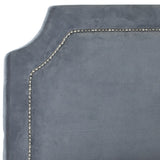 Shayne Grey Suede Headboard - Silver Nail Head