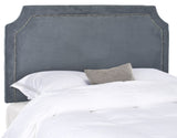 Shayne Grey Suede Headboard - Silver Nail Head