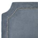 Shayne Grey Suede Headboard - Silver Nail Head