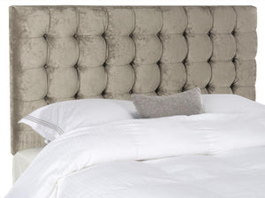 Lamar Greige Tufted Velvet Headboard