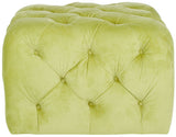 Safavieh Kenan Ottoman Tufted Granny Smith Apple Green Plywood CA Foam Poly Fiber Velvet MCR4635B 683726593461