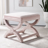 Safavieh Mystic Ottoman - Silver Nail Heads Blush Pink Wood MCR4645H